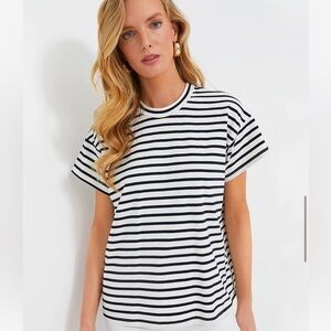 Tuckernuck Blue Striped Presley Boyfriend Tee - size XS